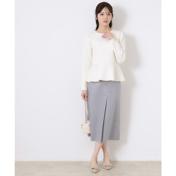 【大人可愛い・通勤】バックパール調ペプラムニット | Couture brooch | 詳細画像1 