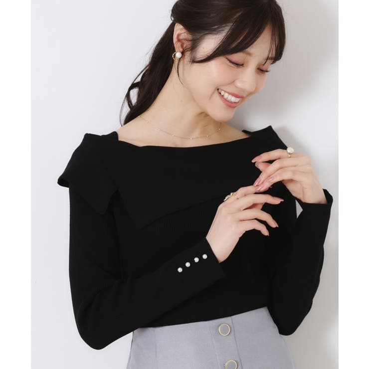 【華奢見え・フェミニン】変形カラーリブニット | Couture brooch | 詳細画像26 