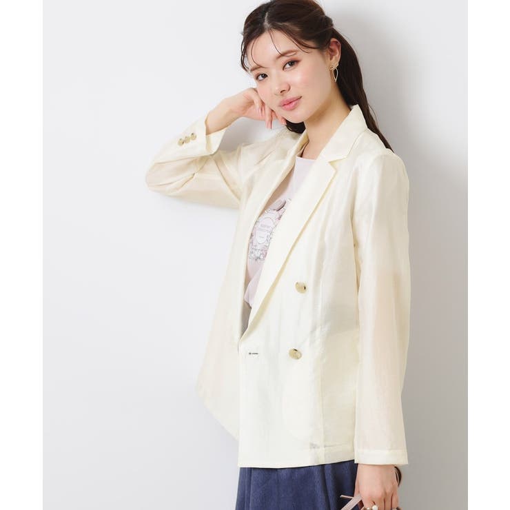 アイボリー(004) | 【オシャレな透け感・通勤】シアージャケット | Couture brooch