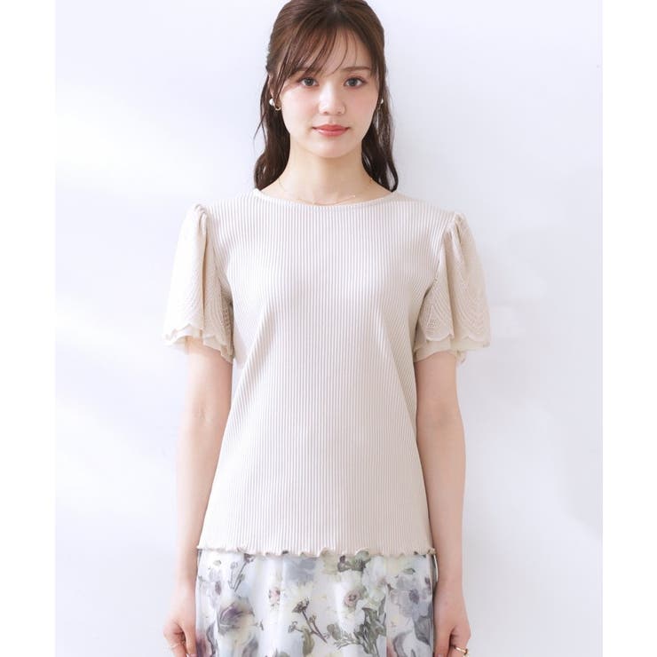 【二の腕カバー・通勤】レース袖テレコトップス | Couture brooch | 詳細画像68 