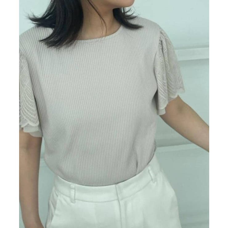 【二の腕カバー・通勤】レース袖テレコトップス | Couture brooch | 詳細画像20 