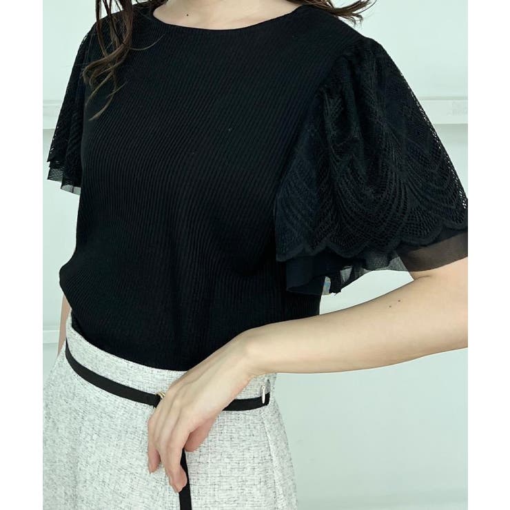 【二の腕カバー・通勤】レース袖テレコトップス | Couture brooch | 詳細画像32 