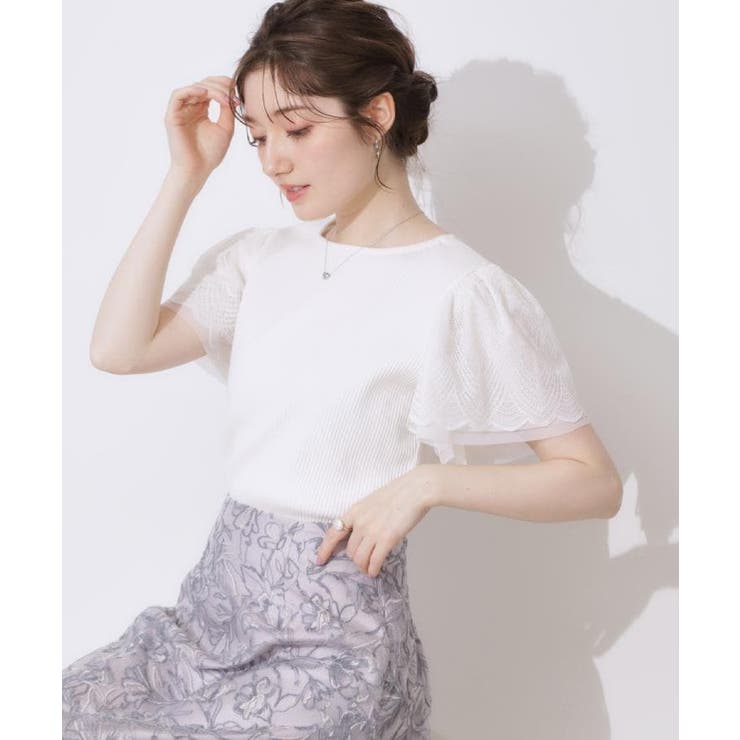【二の腕カバー・通勤】レース袖テレコトップス | Couture brooch | 詳細画像8 