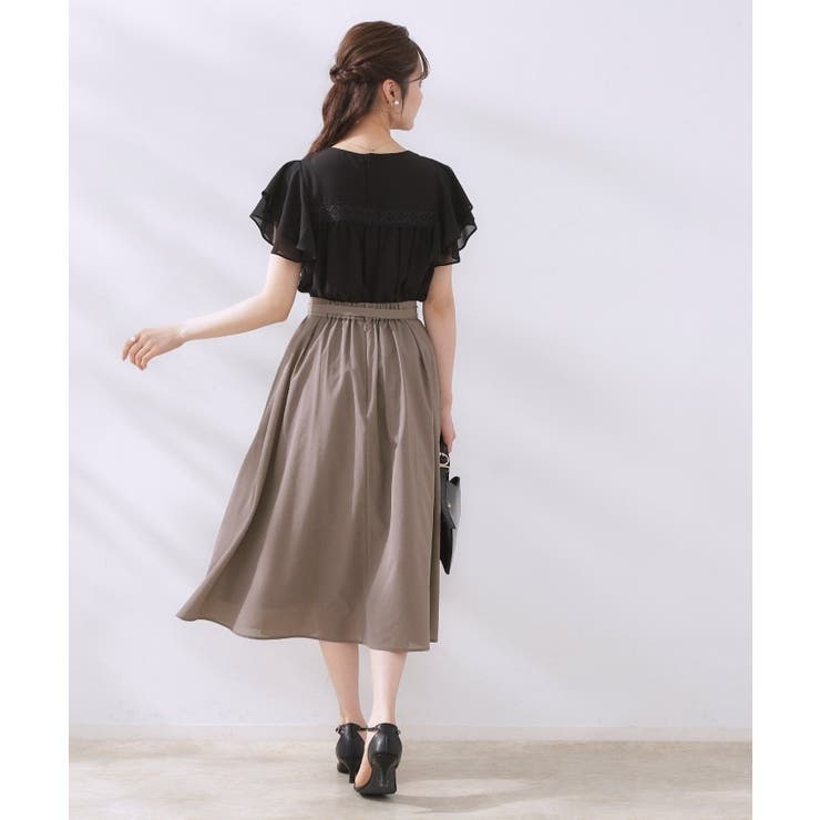 【きれいめ・通勤】細リボン付きパレットボイルスカート | Couture brooch | 詳細画像3 
