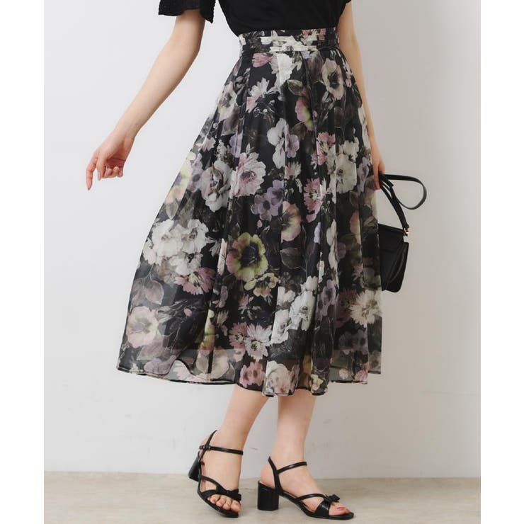 ブラック(119) | 【一枚で着映える・華やか・上品】Summerオーガンフルールスカート | Couture brooch