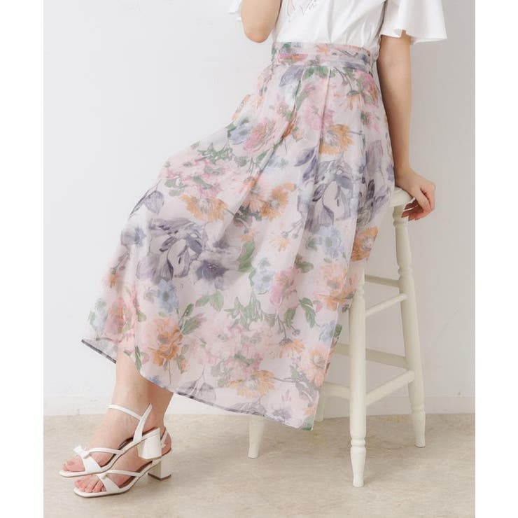 グレージュ(150) | 【一枚で着映える・華やか・上品】Summerオーガンフルールスカート | Couture brooch