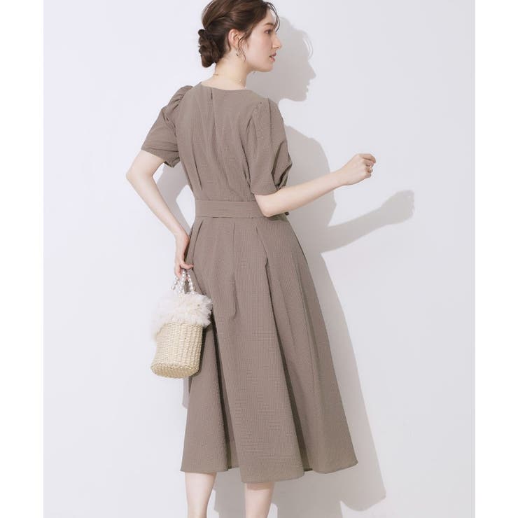 【細見え・キレイめ】サッカータックワンピース | Couture brooch | 詳細画像16 