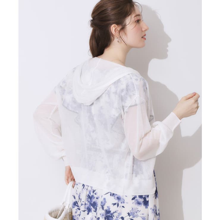 【上品な透け感・大人カジュアル】シアージップアップフーディー | Couture brooch | 詳細画像6 