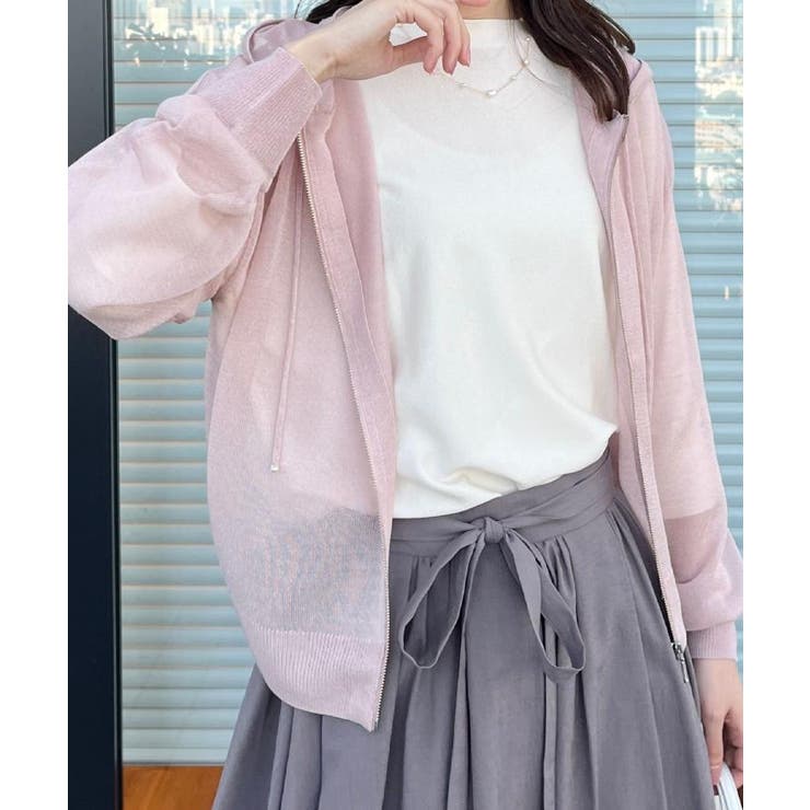 【上品な透け感・大人カジュアル】シアージップアップフーディー | Couture brooch | 詳細画像55 