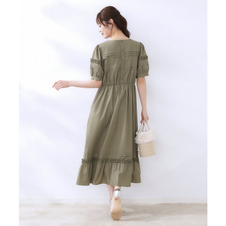 エシカルコットン タック＆フリルワンピース | Couture brooch | 詳細画像7 