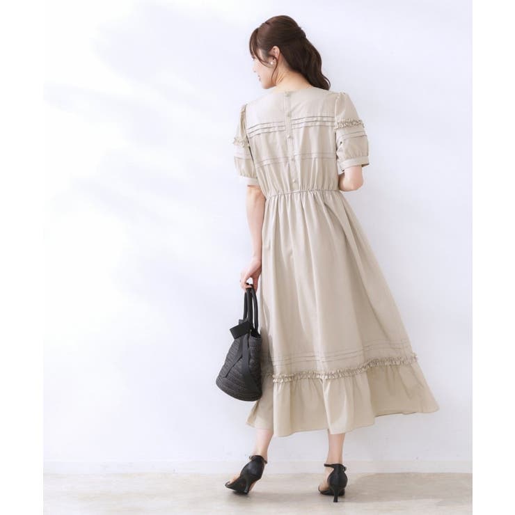 エシカルコットン タック＆フリルワンピース | Couture brooch | 詳細画像13 