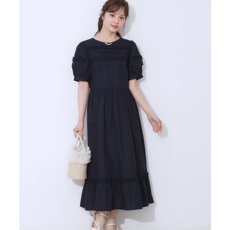 エシカルコットン タック＆フリルワンピース | Couture brooch | 詳細画像16 