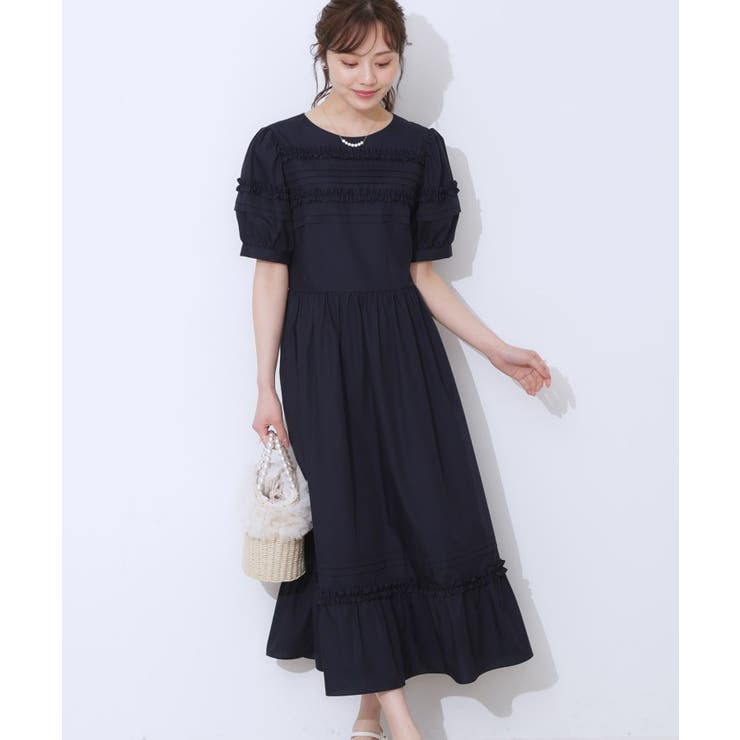 エシカルコットン タック＆フリルワンピース | Couture brooch | 詳細画像17 