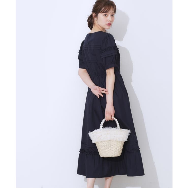 エシカルコットン タック＆フリルワンピース | Couture brooch | 詳細画像19 
