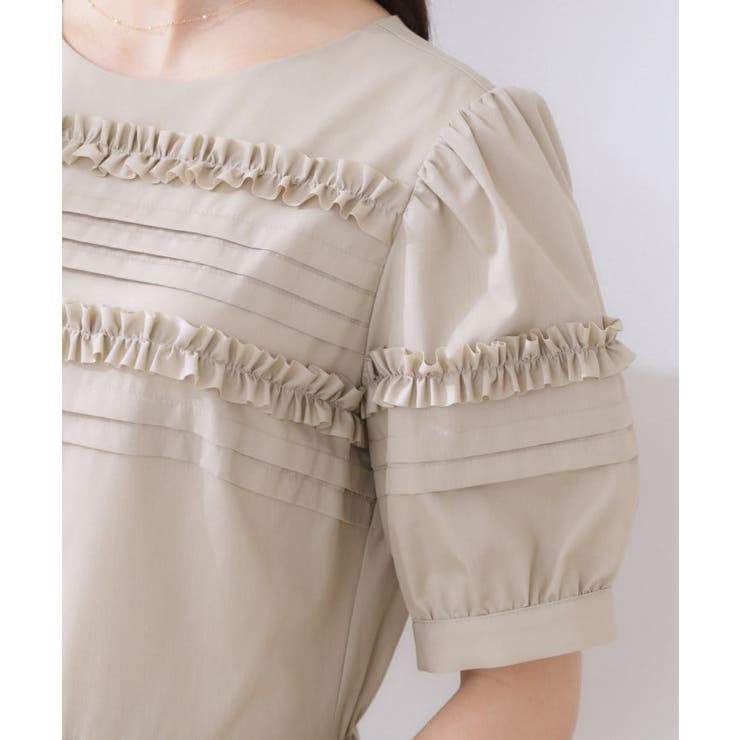 エシカルコットン タック＆フリルワンピース | Couture brooch | 詳細画像29 