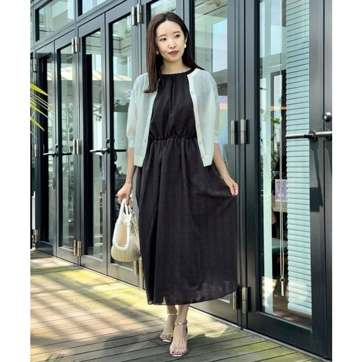 【前後2WAY・二の腕カバー】ダブルパール調釦5分袖シアーカーディガントップス | Couture brooch | 詳細画像16 