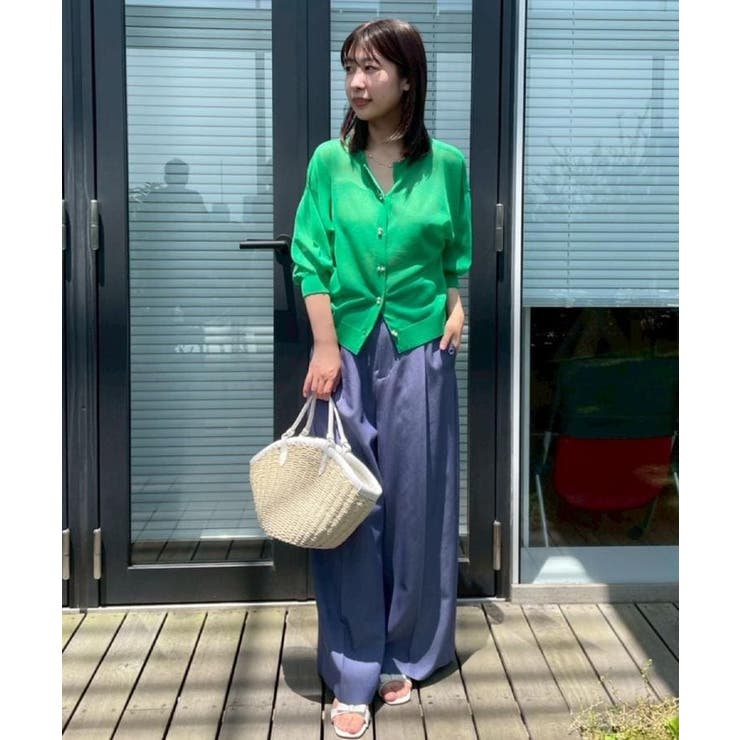 【前後2WAY・二の腕カバー】ダブルパール調釦5分袖シアーカーディガントップス | Couture brooch | 詳細画像40 