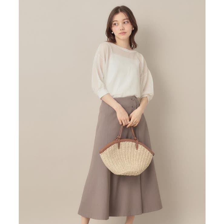 【前後2WAY・二の腕カバー】ダブルパール調釦5分袖シアーカーディガントップス | Couture brooch | 詳細画像6 