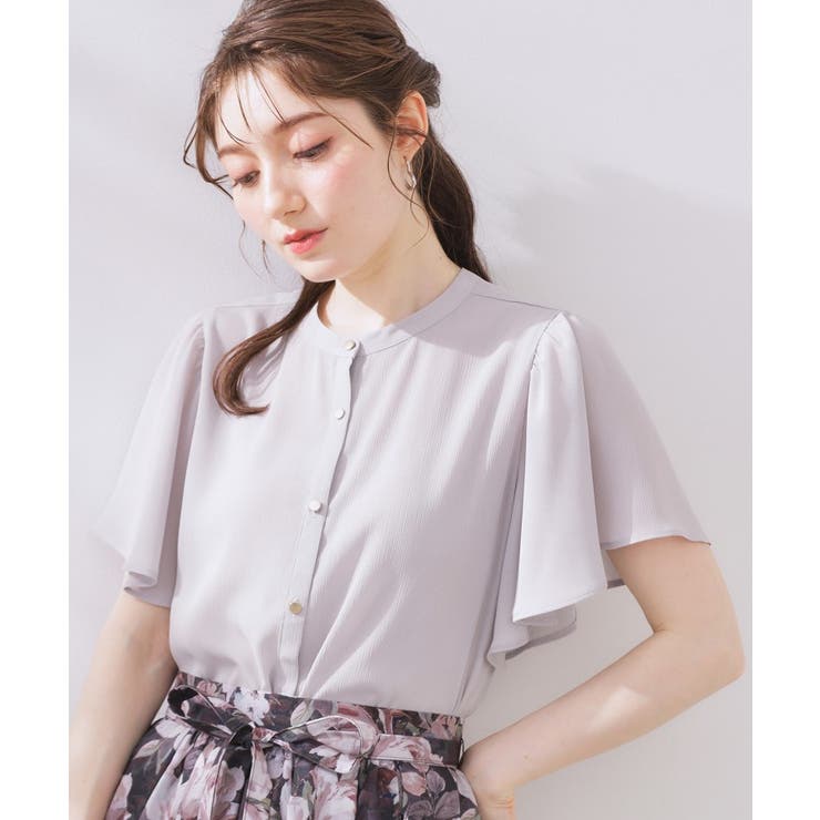 【キレイめ・通勤】前後2WAY楊柳フレアー袖ブラウス | Couture brooch | 詳細画像5 