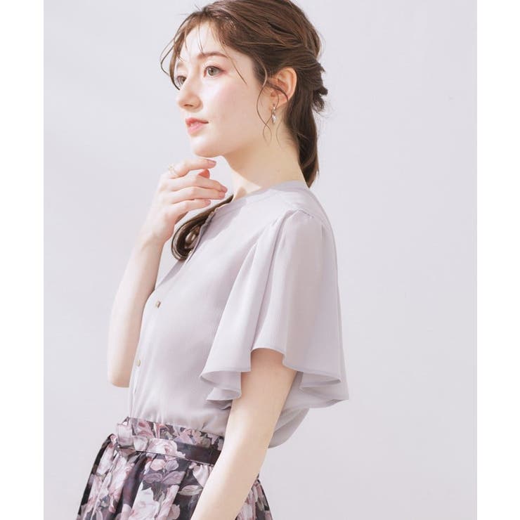 【キレイめ・通勤】前後2WAY楊柳フレアー袖ブラウス | Couture brooch | 詳細画像6 