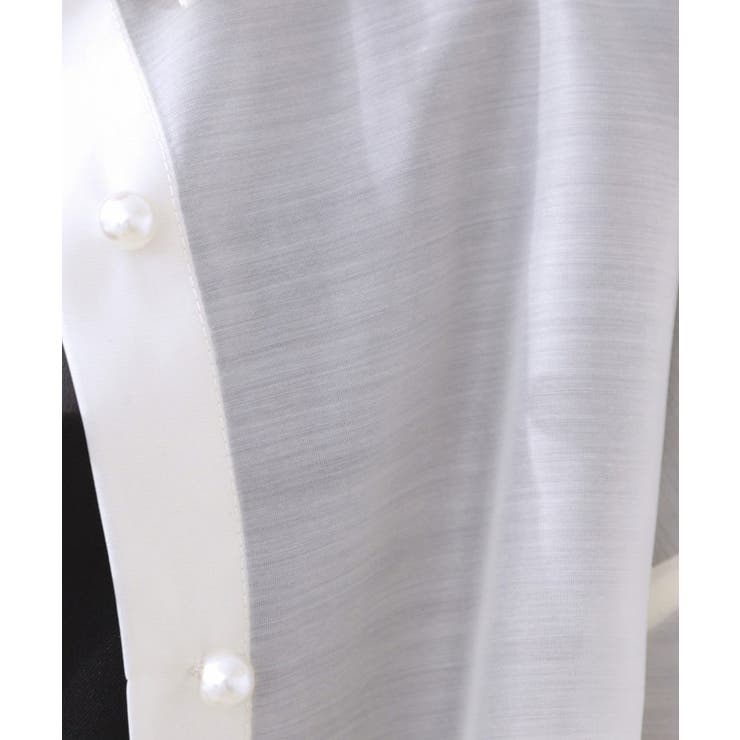 【洗える・オシャレな透け感】パール調ボタンシアーシャツ | Couture brooch | 詳細画像52 