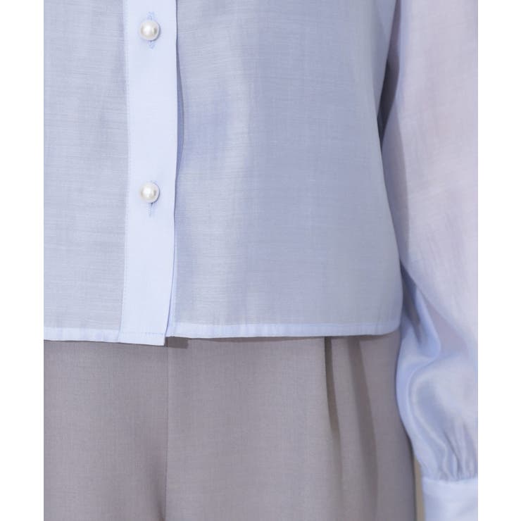 【洗える・オシャレな透け感】パール調ボタンシアーシャツ | Couture brooch | 詳細画像62 