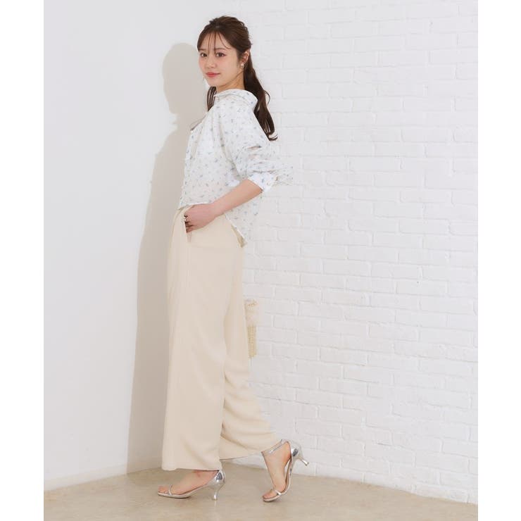 【洗える・オシャレな透け感】パール調ボタンシアーシャツ | Couture brooch | 詳細画像41 