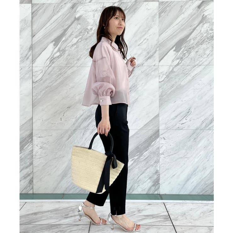 【洗える・オシャレな透け感】パール調ボタンシアーシャツ | Couture brooch | 詳細画像26 