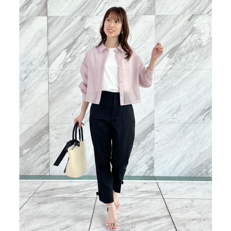 【洗える・オシャレな透け感】パール調ボタンシアーシャツ | Couture brooch | 詳細画像25 