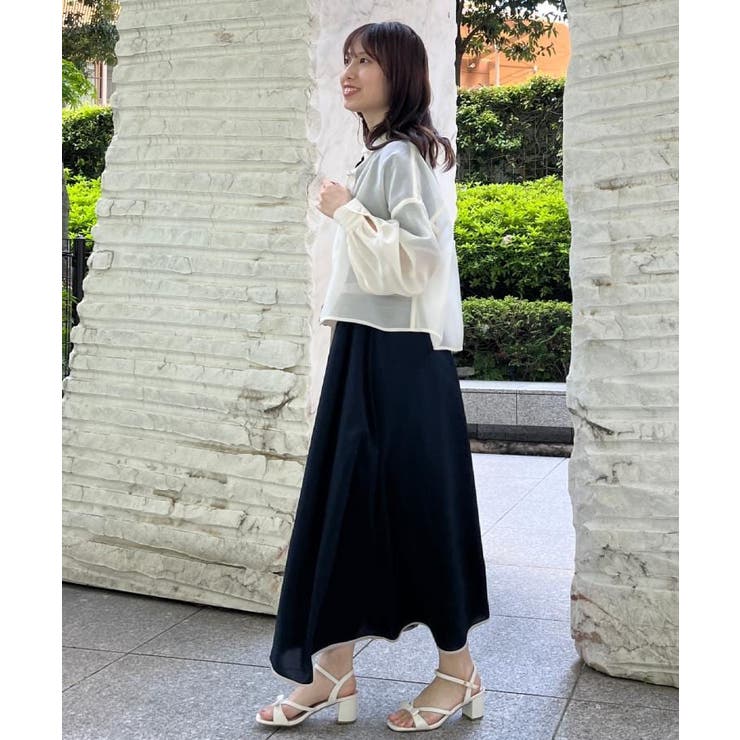 【洗える・オシャレな透け感】パール調ボタンシアーシャツ | Couture brooch | 詳細画像15 