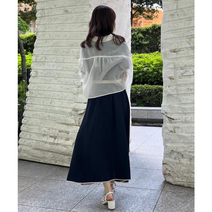 【洗える・オシャレな透け感】パール調ボタンシアーシャツ | Couture brooch | 詳細画像16 