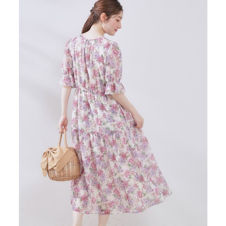 【一枚で着映える・大人可愛い】かすれプリント楊柳ワンピース | Couture brooch | 詳細画像6 