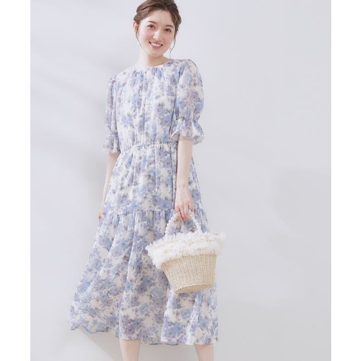 【一枚で着映える・大人可愛い】かすれプリント楊柳ワンピース | Couture brooch | 詳細画像14 