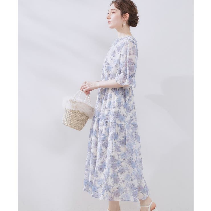 【一枚で着映える・大人可愛い】かすれプリント楊柳ワンピース | Couture brooch | 詳細画像15 