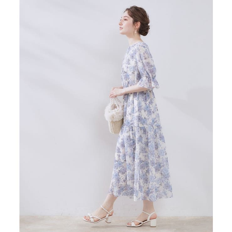 【一枚で着映える・大人可愛い】かすれプリント楊柳ワンピース | Couture brooch | 詳細画像12 