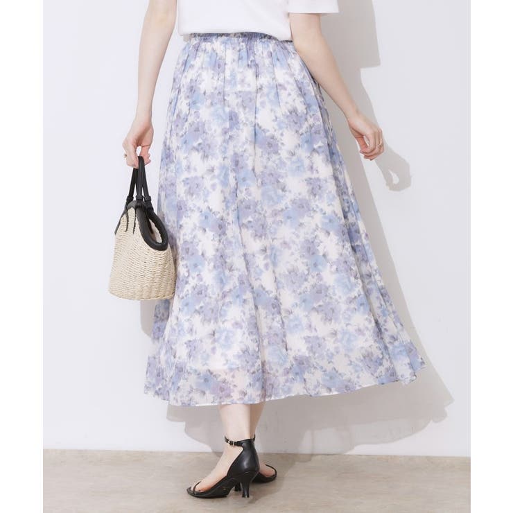 【華やか・ウエストゴム】かすれプリント楊柳スカート | Couture brooch | 詳細画像14 