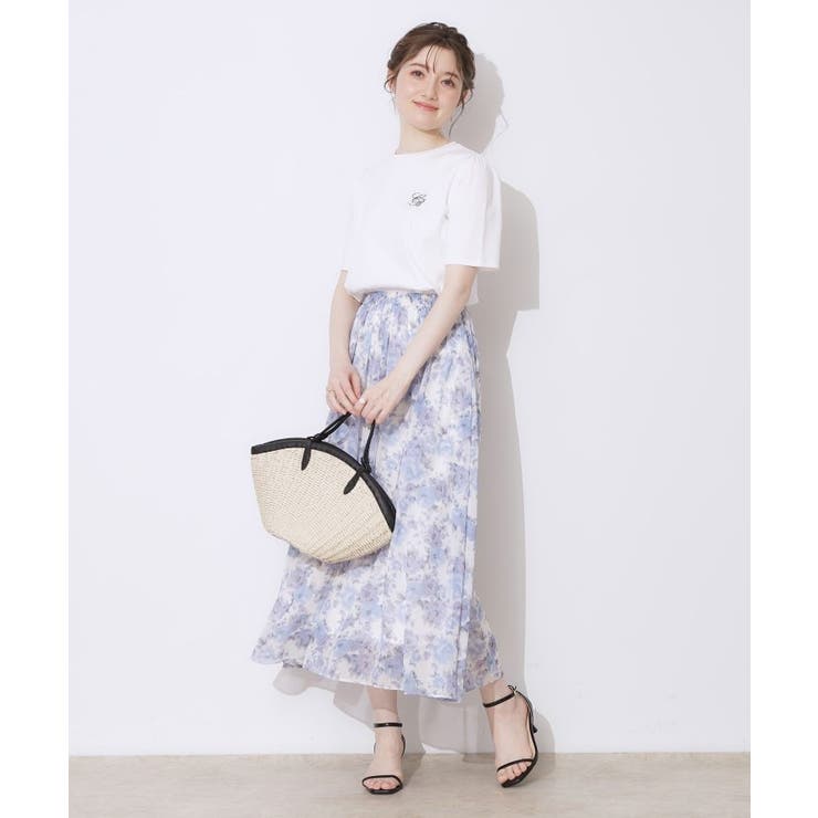 【華やか・ウエストゴム】かすれプリント楊柳スカート | Couture brooch | 詳細画像11 
