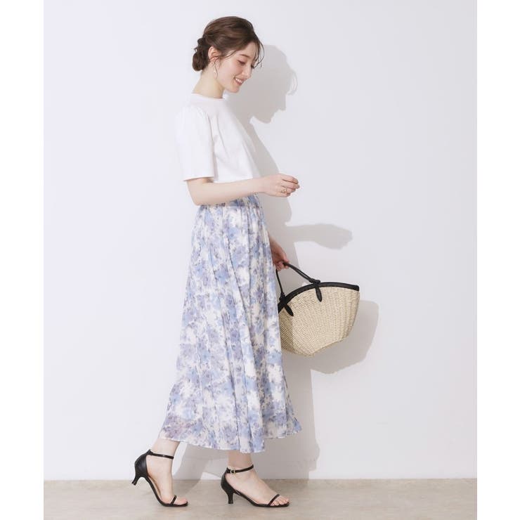 【華やか・ウエストゴム】かすれプリント楊柳スカート | Couture brooch | 詳細画像12 