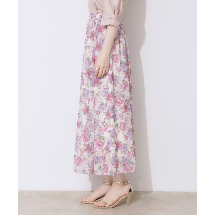 【華やか・ウエストゴム】かすれプリント楊柳スカート | Couture brooch | 詳細画像24 