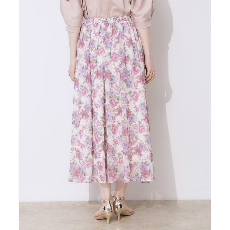 【華やか・ウエストゴム】かすれプリント楊柳スカート | Couture brooch | 詳細画像25 