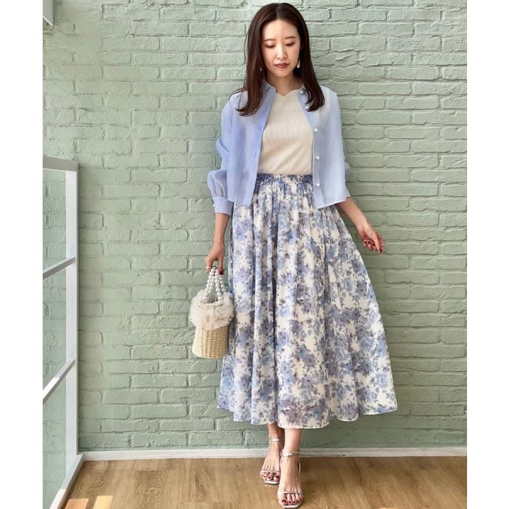 【華やか・ウエストゴム】かすれプリント楊柳スカート | Couture brooch | 詳細画像17 