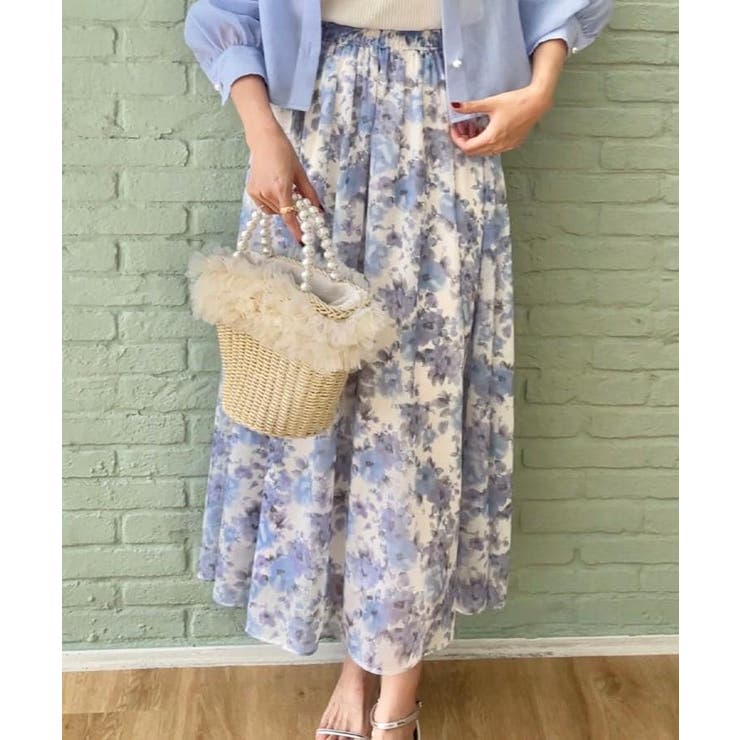 【華やか・ウエストゴム】かすれプリント楊柳スカート | Couture brooch | 詳細画像20 