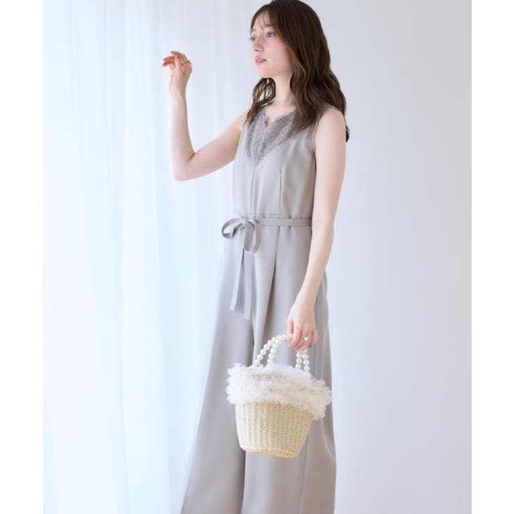 グレージュ(050) | 【一枚で着映える】レース切替デザインオールインワン | Couture brooch