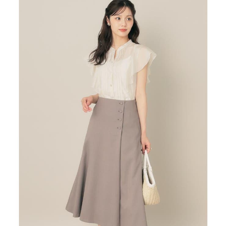 トープ(054) | 【2WAY・通勤・きれいめ】リネンライク サス付きスカート | Couture brooch