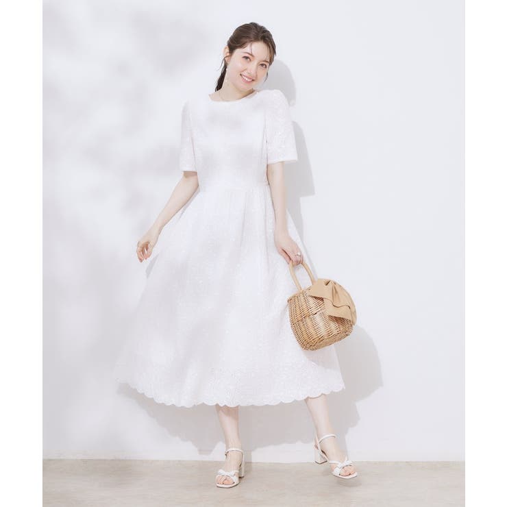 【一枚で着映える・華やか・花柄刺繍】カットワークレースワンピ | Couture brooch | 詳細画像1 