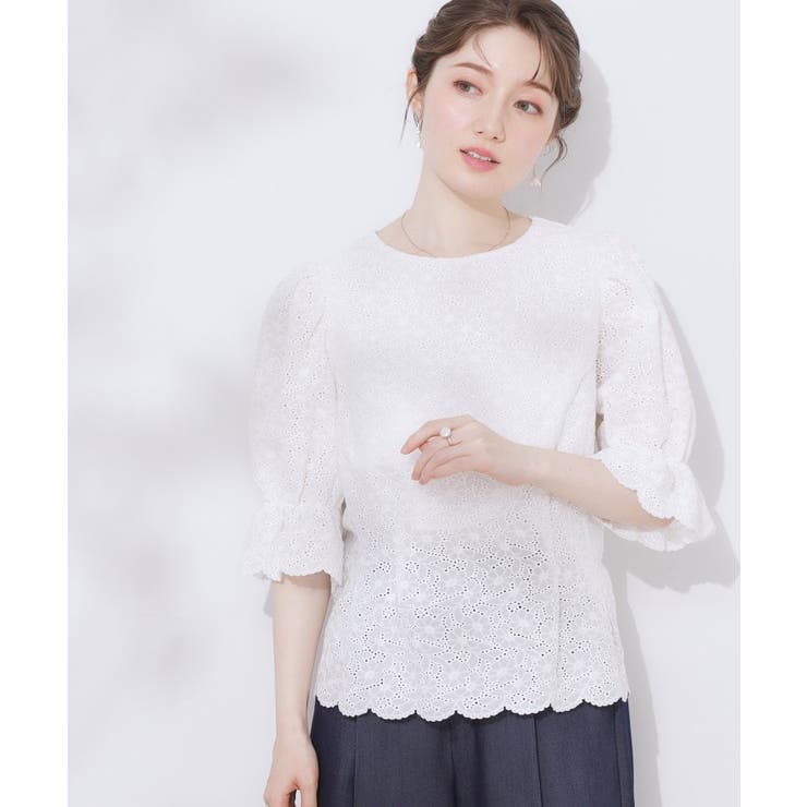 【一枚で着映える 花柄刺繍 5分袖】バックレースアップ | Couture brooch | 詳細画像4 