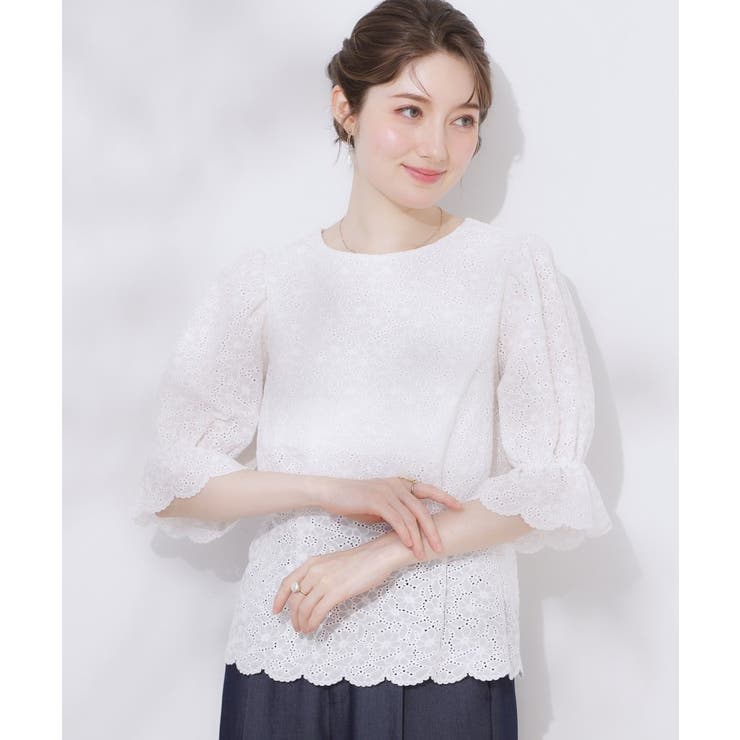 【一枚で着映える 花柄刺繍 5分袖】バックレースアップ | Couture brooch | 詳細画像6 