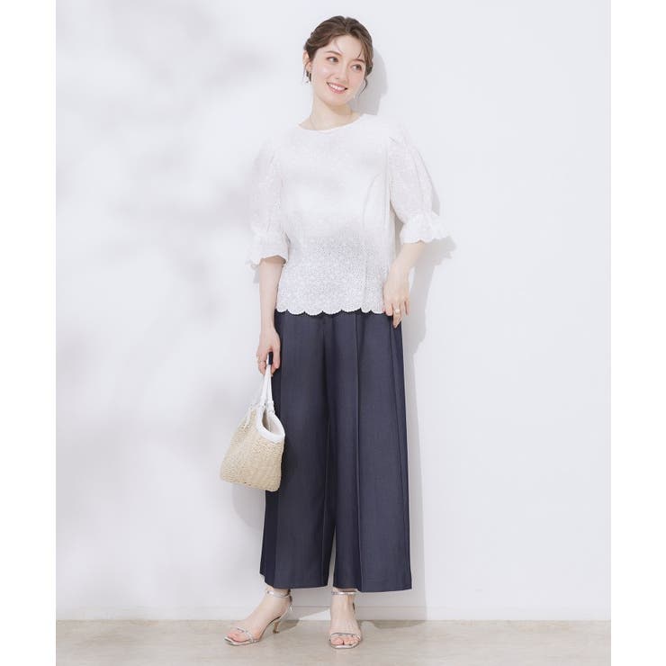 【一枚で着映える 花柄刺繍 5分袖】バックレースアップ | Couture brooch | 詳細画像1 