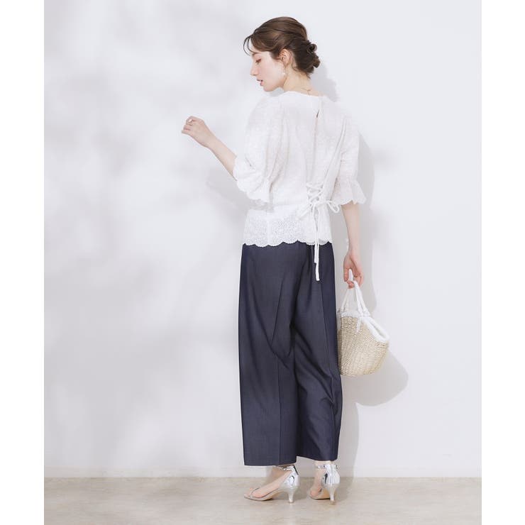 【一枚で着映える 花柄刺繍 5分袖】バックレースアップ | Couture brooch | 詳細画像3 