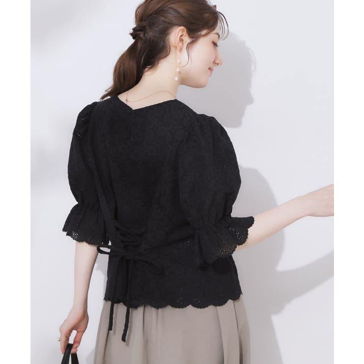 【一枚で着映える 花柄刺繍 5分袖】バックレースアップ | Couture brooch | 詳細画像20 